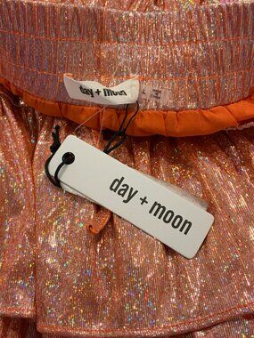 NWT **Day + Moon Orange Metallic Mini Skirt** Large
